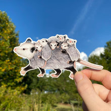 Load image into Gallery viewer, Mom Opossum with Babies Large Waterproof Vinyl Sticker