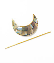 Load image into Gallery viewer, Chandra Crescent Moon Hair Pin with Stick - Mother of Pearl