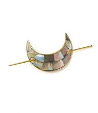 Load image into Gallery viewer, Chandra Crescent Moon Hair Pin with Stick - Mother of Pearl