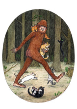 Load image into Gallery viewer, BigPaw - Bigfoot with Cats - Cryptids Horror Cats Print