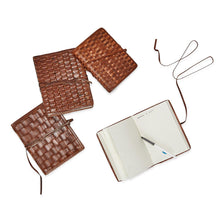 Load image into Gallery viewer, Chestnut Woven Leather Journal Set
