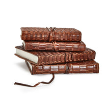 Load image into Gallery viewer, Chestnut Woven Leather Journal Set