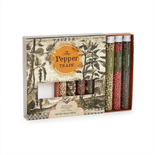 Load image into Gallery viewer, The Pepper Trade 8 Tube Gift Set Includes: Sarawak White, Tropical Blend, Chinese Szechuan, Lemon Pepper, Rainbow Blend, Indian Green, Brazilian Pink, Veitnamese Black - Net Wt 4.83 oz