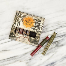 Load image into Gallery viewer, The Pepper Trade 8 Tube Gift Set Includes: Sarawak White, Tropical Blend, Chinese Szechuan, Lemon Pepper, Rainbow Blend, Indian Green, Brazilian Pink, Veitnamese Black - Net Wt 4.83 oz