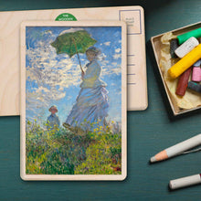 Load image into Gallery viewer, MONET WOMAN WITH PARASOL Wood Postcard