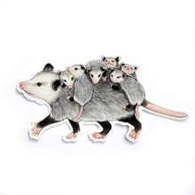 Load image into Gallery viewer, Mom Opossum with Babies Large Waterproof Vinyl Sticker