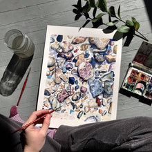 Load image into Gallery viewer, Creek-bed Stones Watercolor Art Print