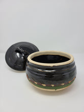Load image into Gallery viewer, Dark Brown and Bare Clay Lidded Jar