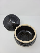 Load image into Gallery viewer, Dark Brown and Bare Clay Lidded Jar
