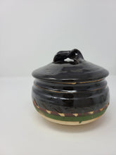 Load image into Gallery viewer, Dark Brown and Bare Clay Lidded Jar