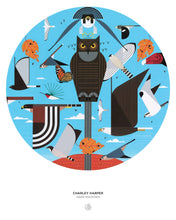 Load image into Gallery viewer, Charley Harper: Hawk Mountain 500-Piece Circular Jigsaw Puzzle
