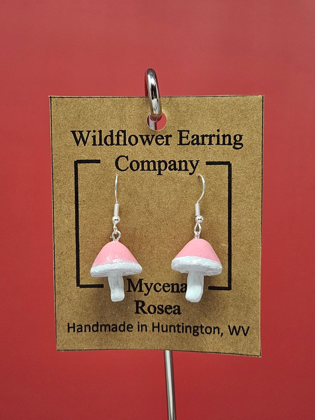 Mycena Rosea Polymer Clay Earrings