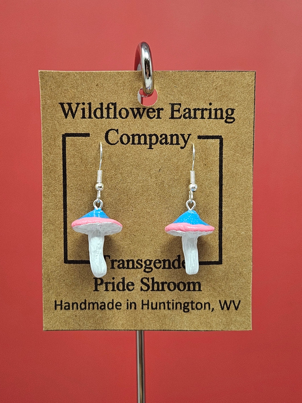 Trans Pride Shroom Polymer Clay Earrings