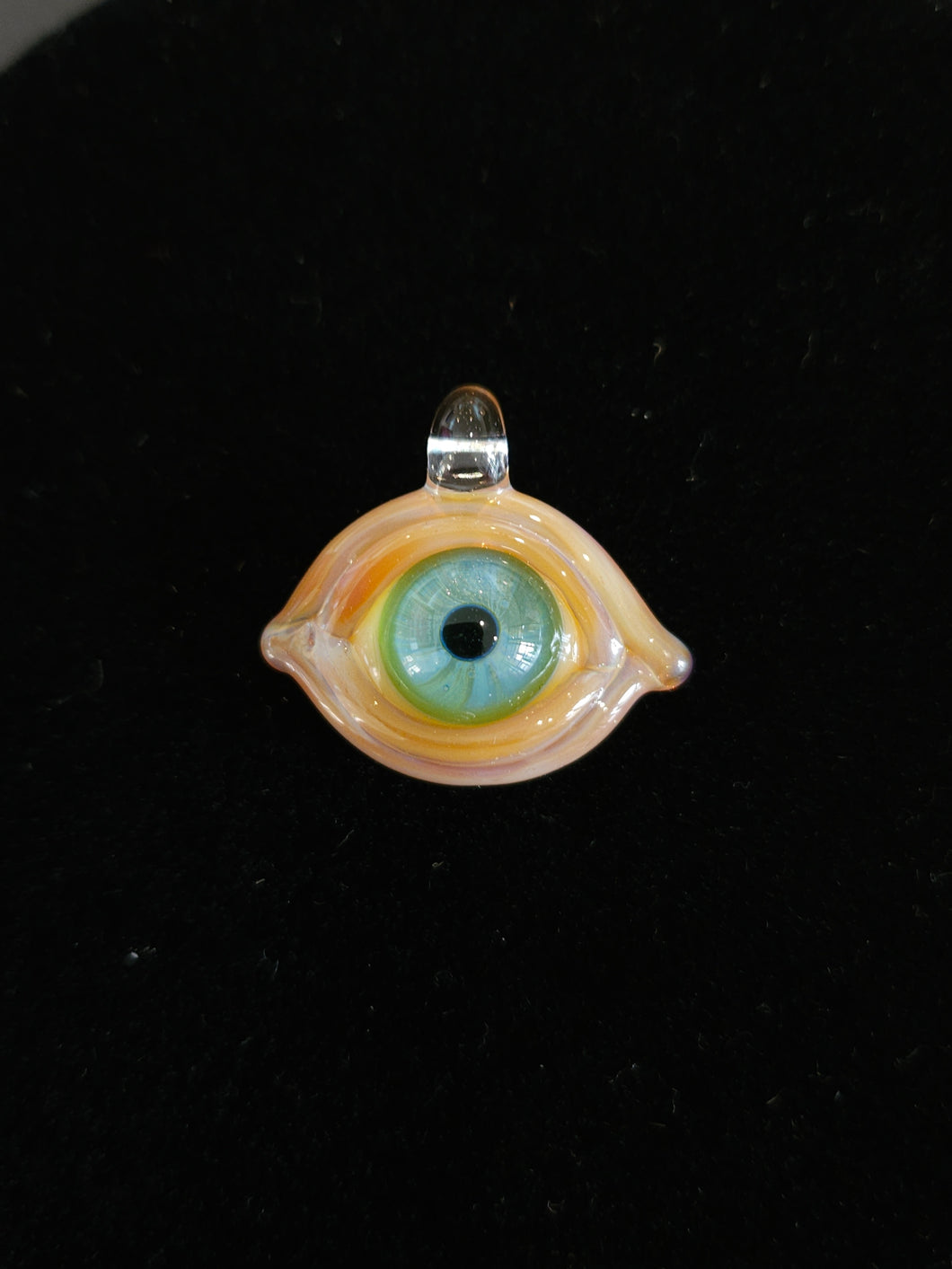 Blue Green Evil Eye Glass Pendant