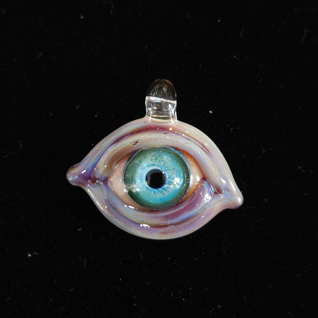 Light Blue/Purple Lid Evil Eye Glass Pendant 1