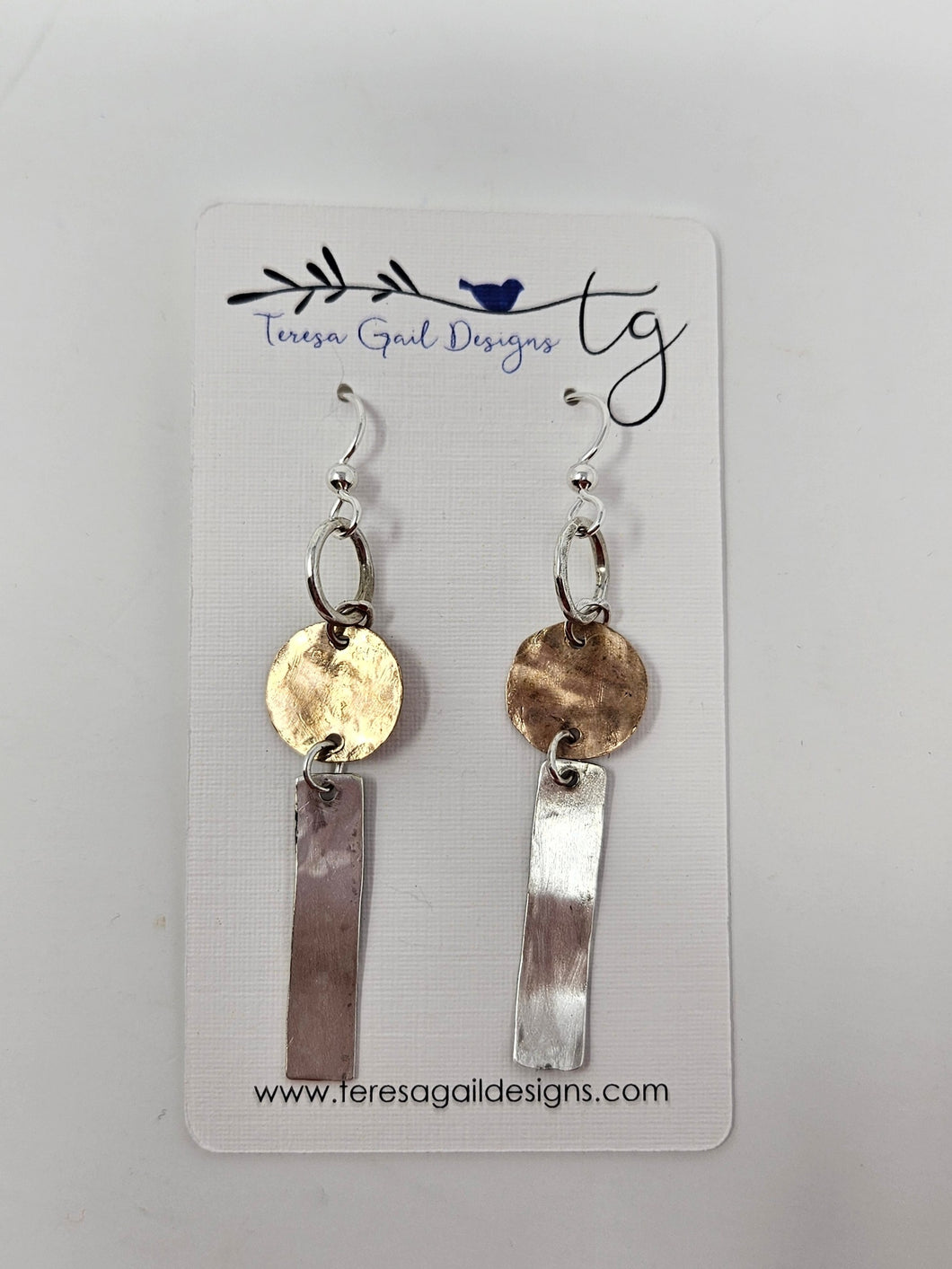 Smooth Silver Block and Gold Earrings