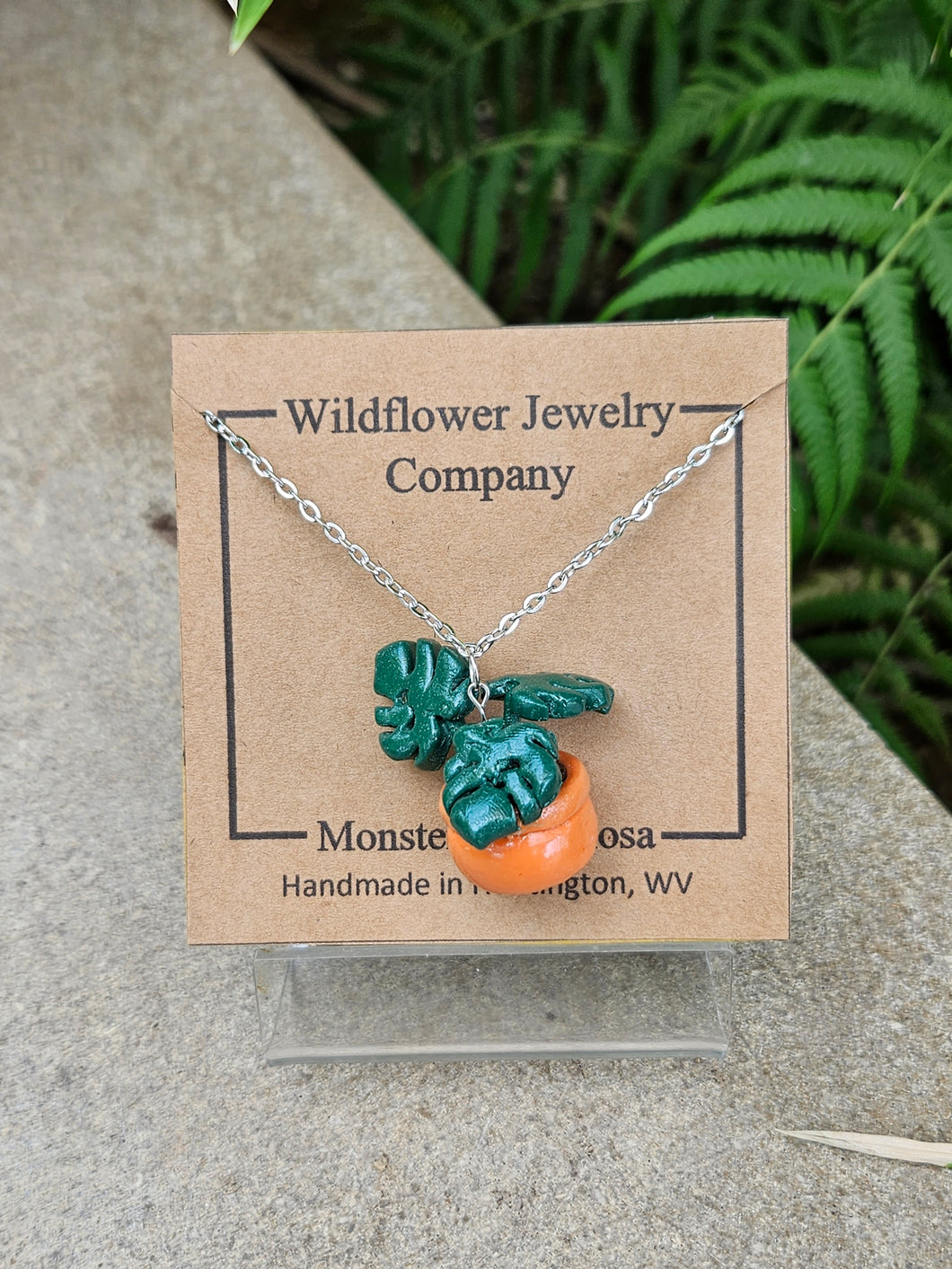 Monstera Deliciosa Polymer Clay Necklace