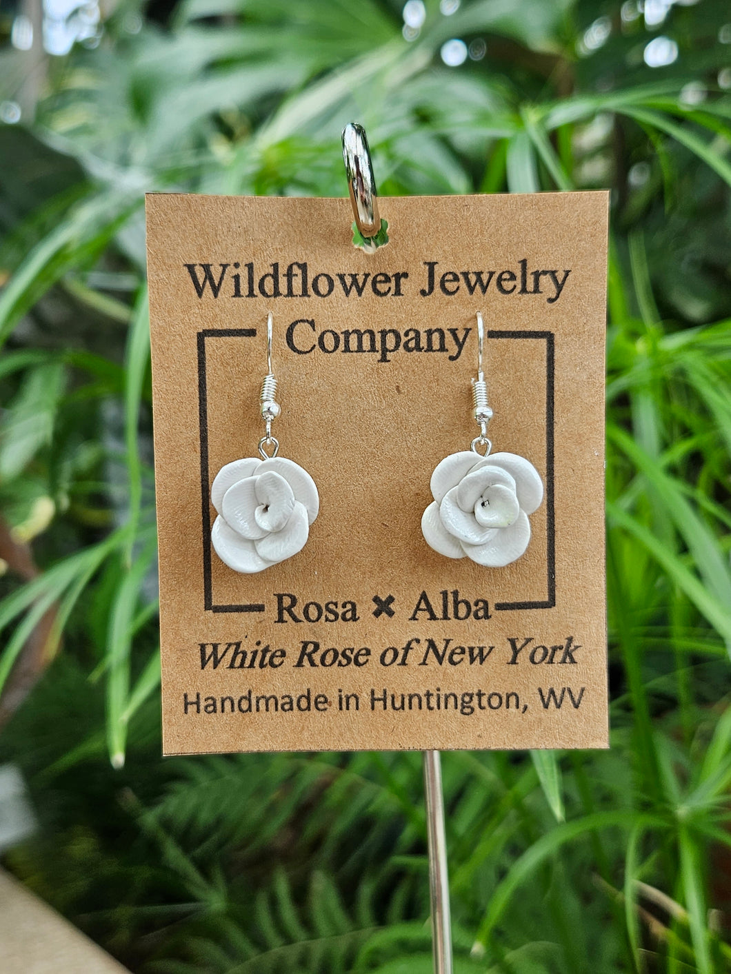 Rosa White Rose of New York Polymer Clay Earrings