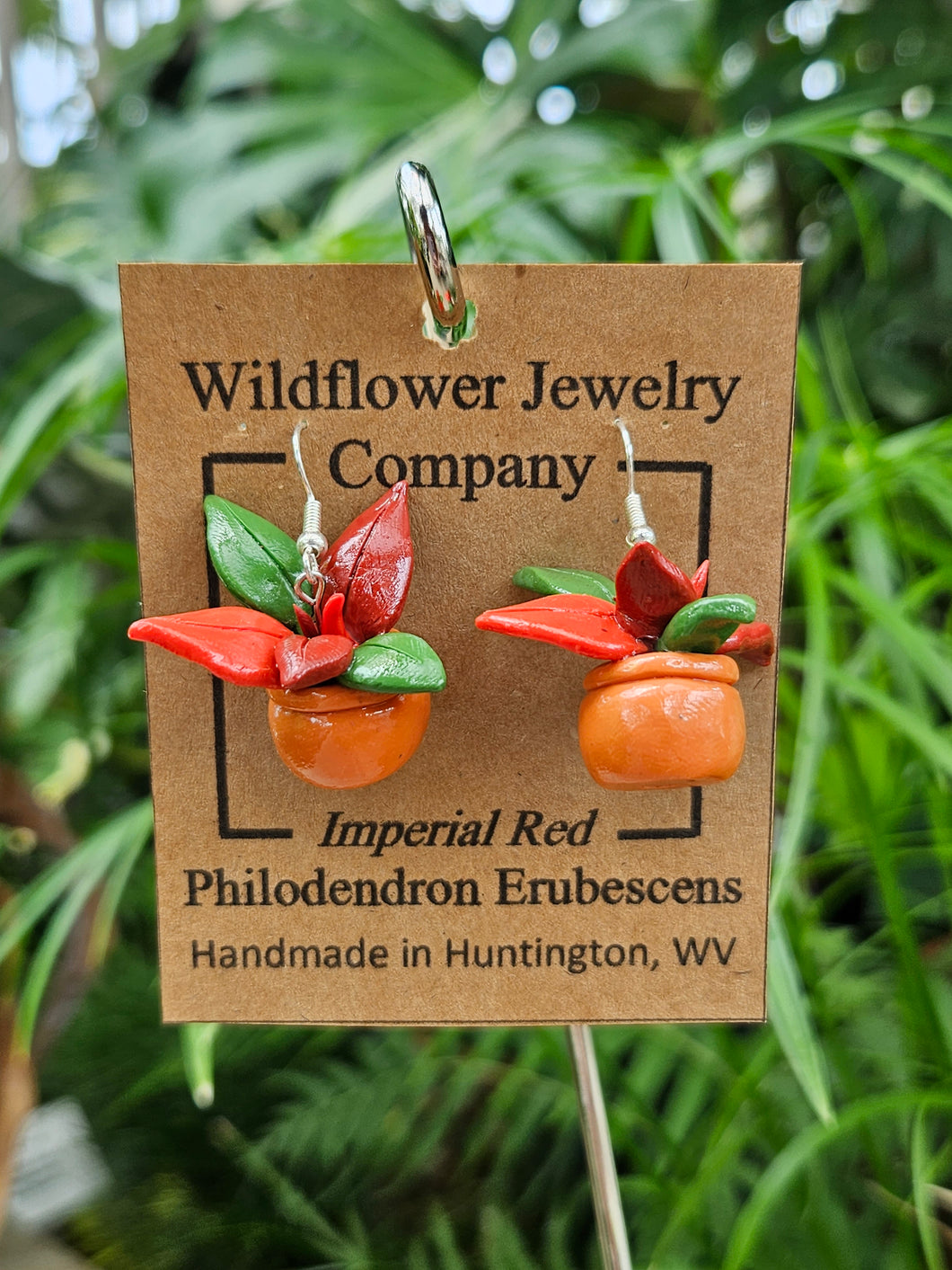 Imperial Red Philodendron Erubescens Earrings