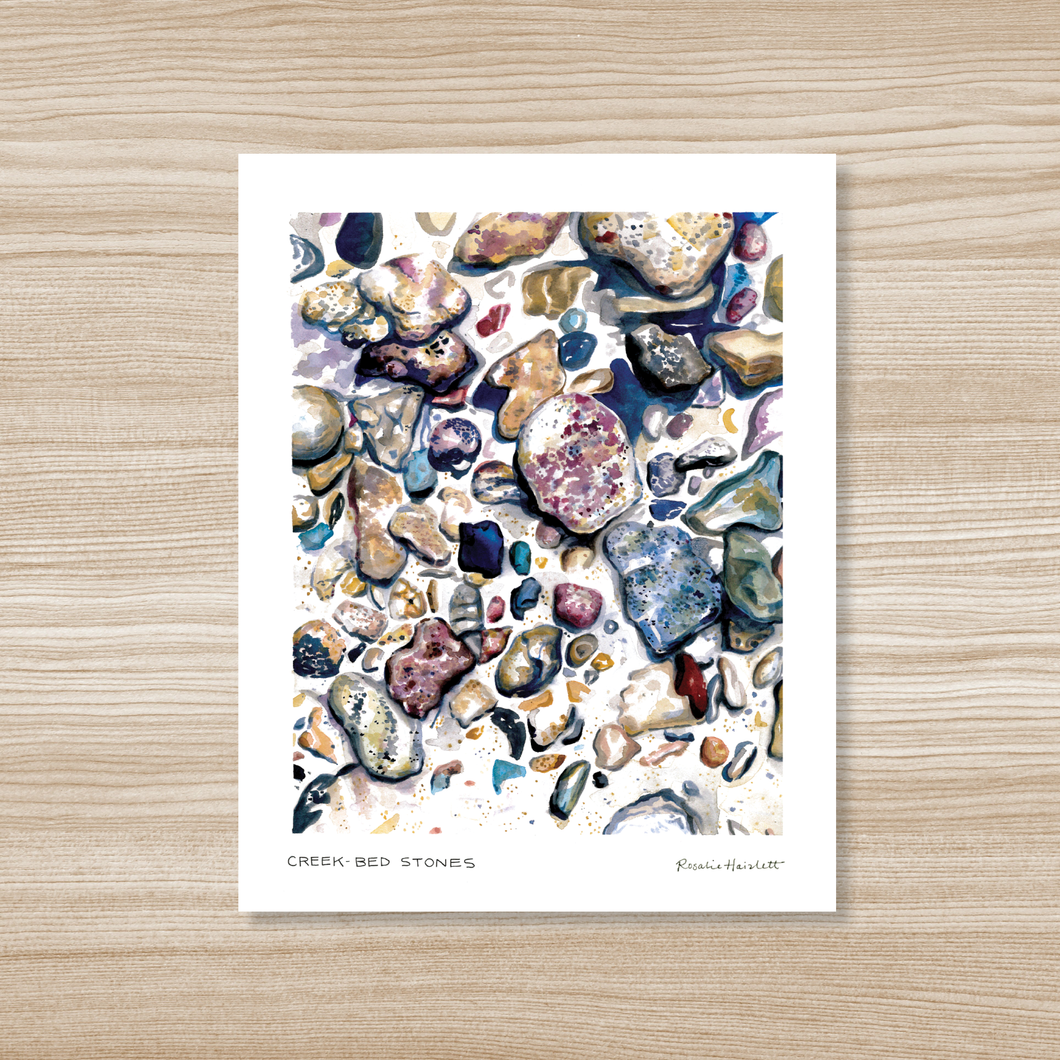 Creek-bed Stones Watercolor Art Print
