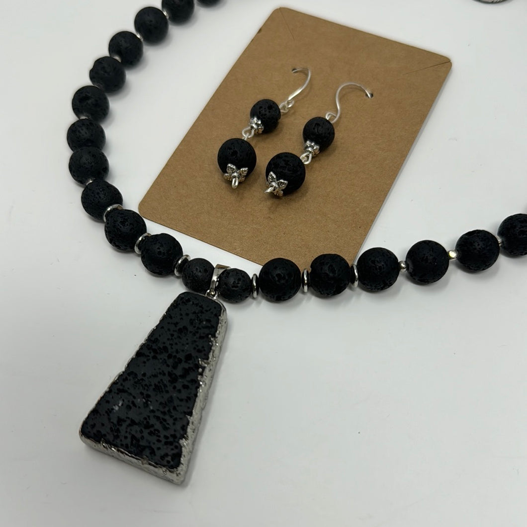 Lava Rock & Silver Set