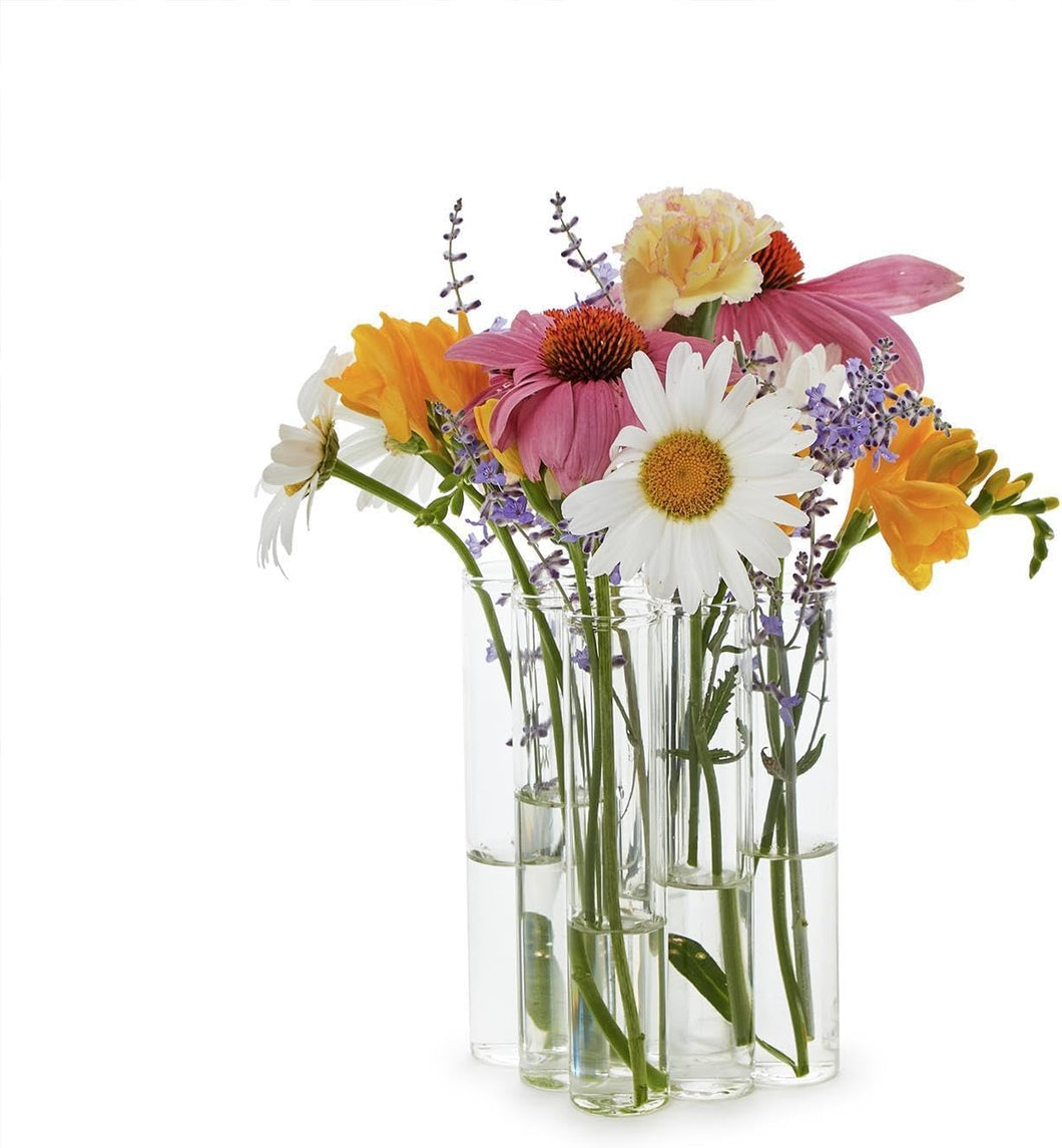 Connected Tube Glass Flower Vases and Floral Arranger
