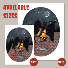 Load image into Gallery viewer, Meowthman - Mothman with Cats - Cryptids Horror Cats Print
