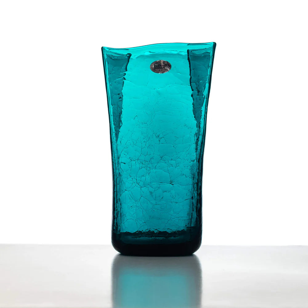 8813MC Blenko Crackled Medium Paper Bag Vase
