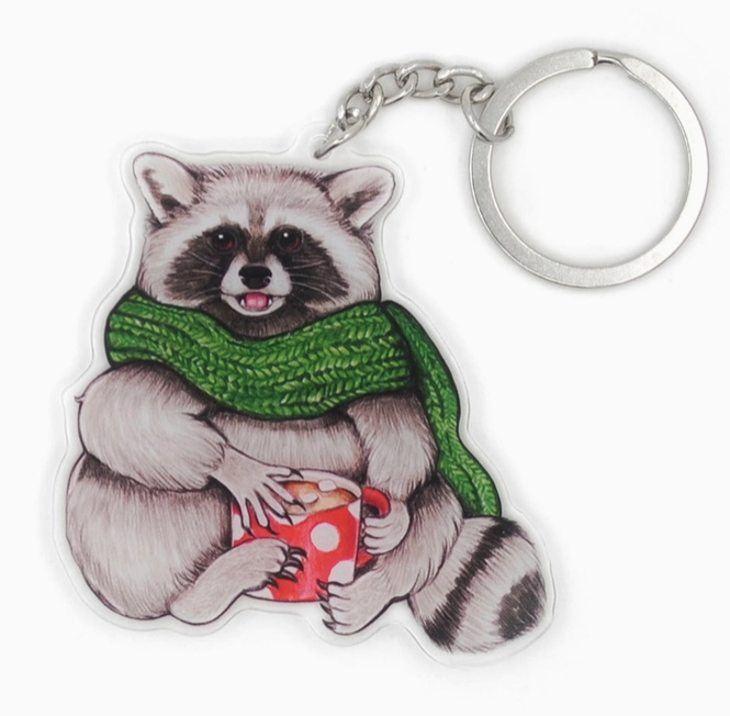 Raccoon Double-Sided Acrylic Keychain