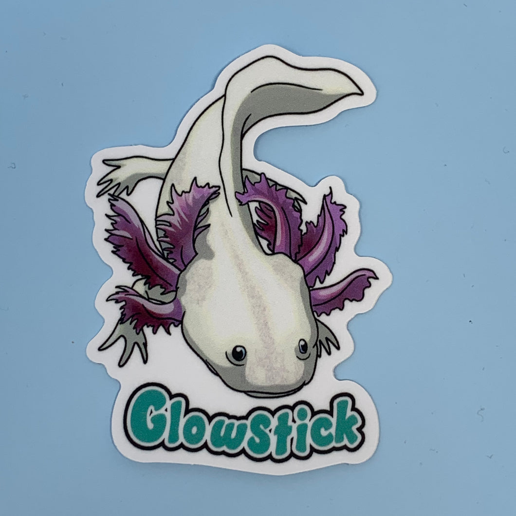 Glowstick the Axolotl Sticker