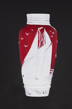 Load image into Gallery viewer, Kelsey Murphy (Ohio/West Virginia, 20th/21st c.), &quot;The Puritan Charging,&quot; 12 inch tall vase
