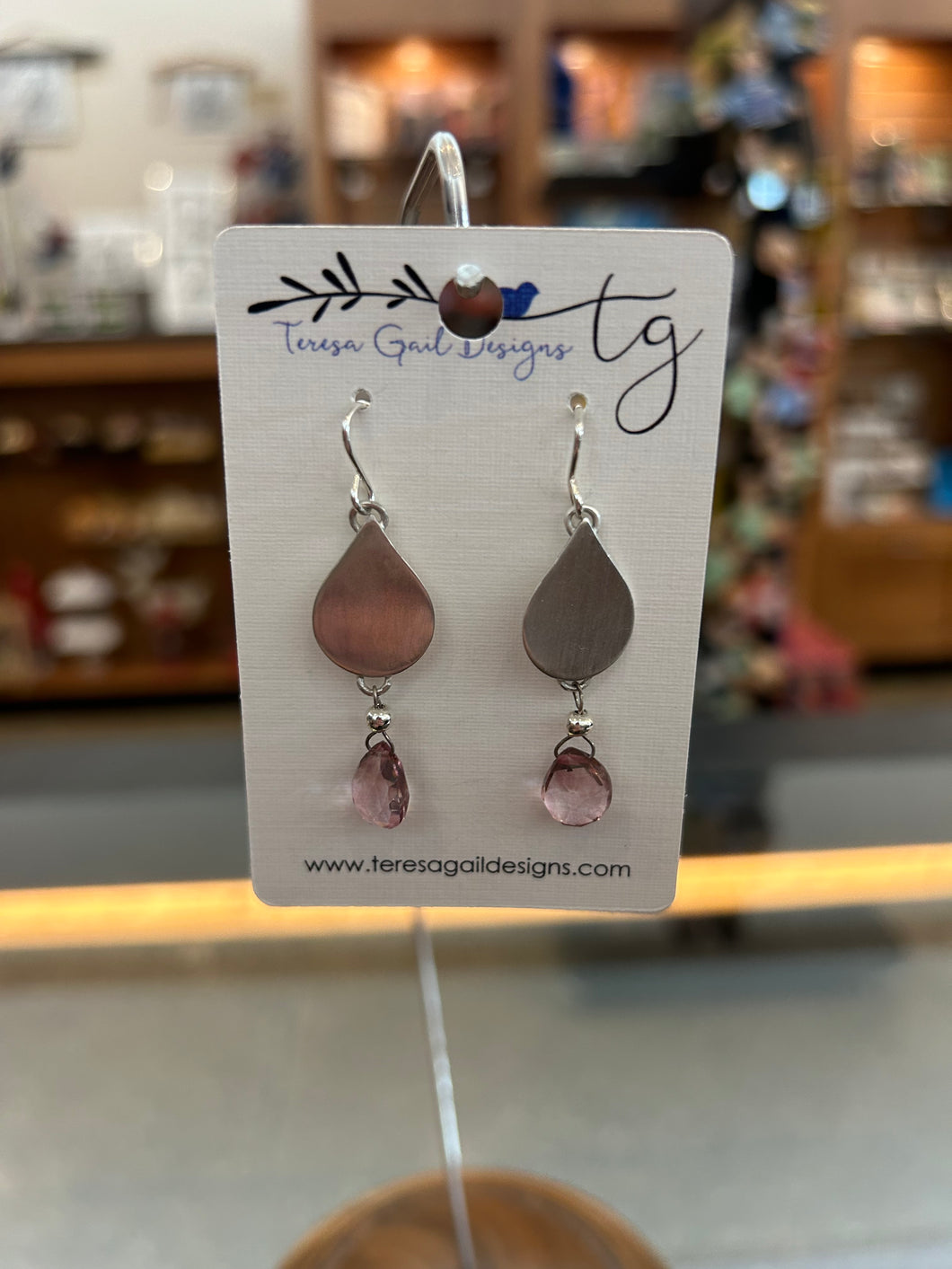 Sterling Silver Earrings with Pink Quartz Stones