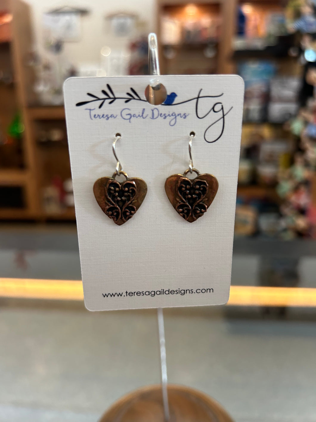 Copper and Bronze Heart Earrings