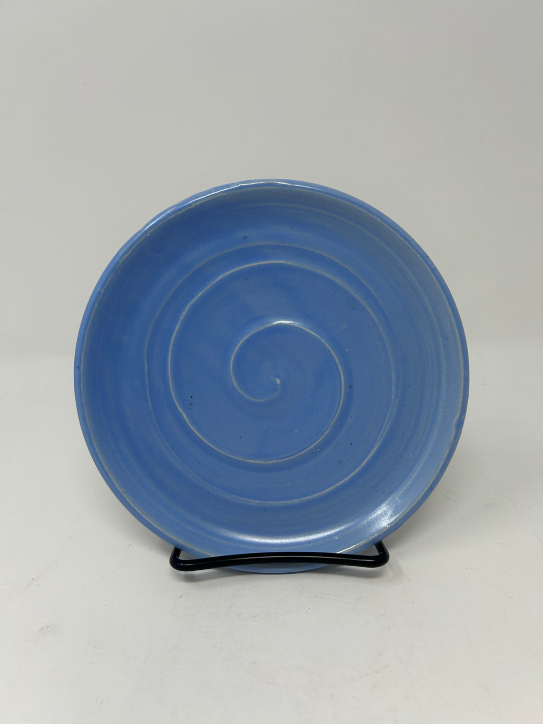 Porcelain Teacup Plate w/ Cornflower Satin Glaze