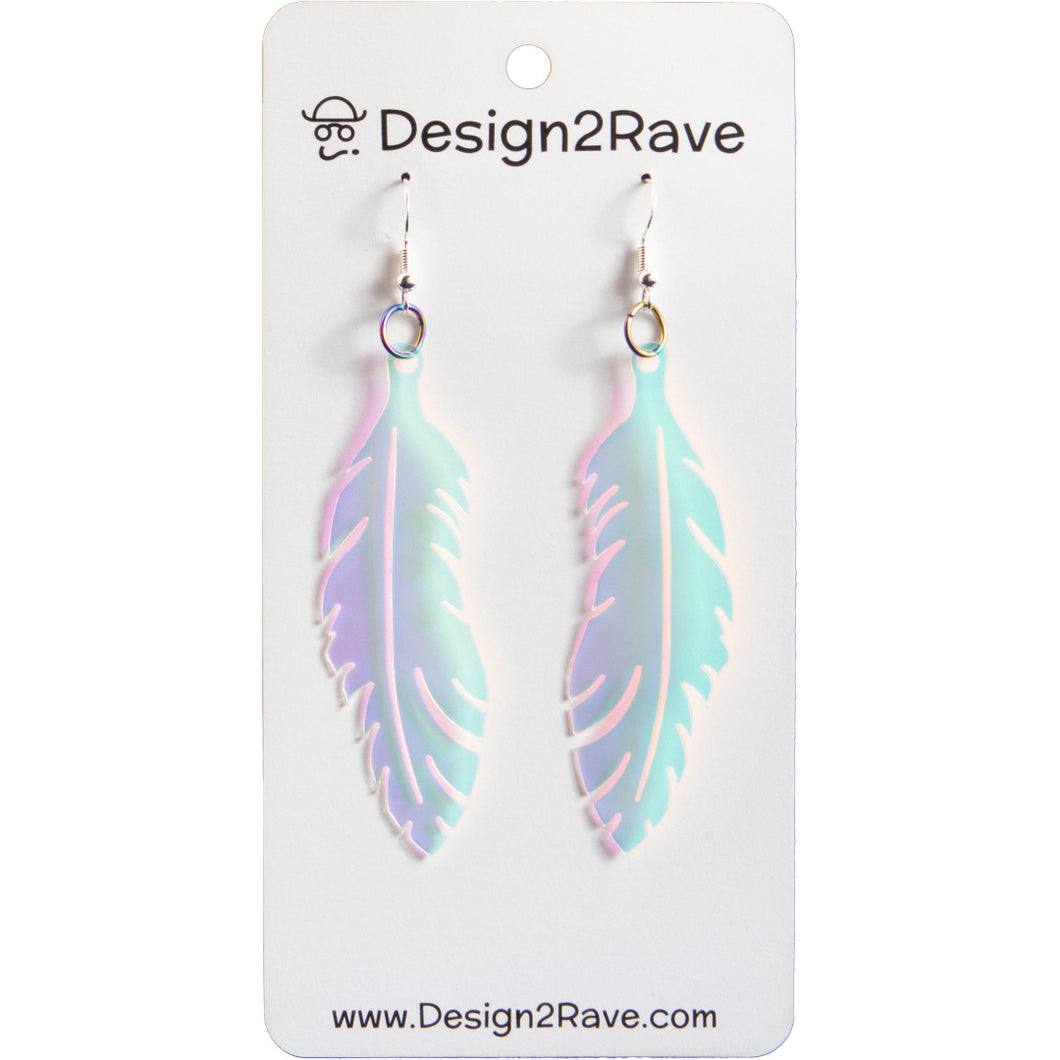 Iridescent Acrylic Feather Earrings