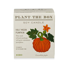 Load image into Gallery viewer, Half Moon Pumpkin Plant the Box Candle
