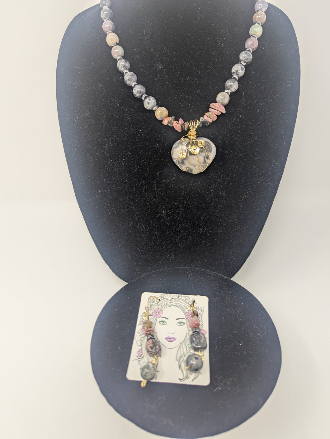 Cherry Blossom Stone & Rhodonite Stone set