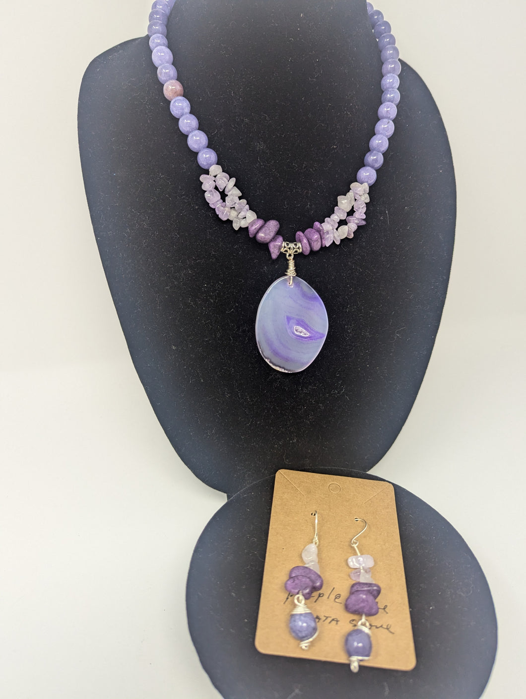 Purple Jade Agata Stone set