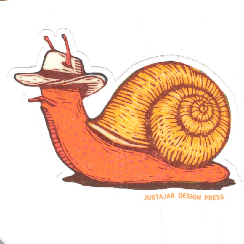 Cowboy Snail Die Cut Sticker