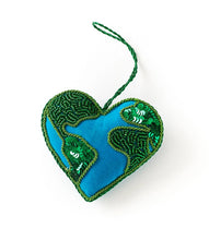 Load image into Gallery viewer, Larissa Plush Heart Earth Beaded Felt Ornament - Embroidered
