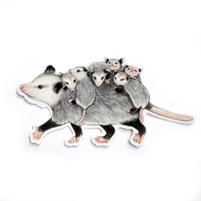 Load image into Gallery viewer, Mom Opossum with Babies Large Waterproof Vinyl Sticker
