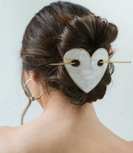 Load image into Gallery viewer, Chitra Heart Hair Slide with Stick - Mother of Pearl
