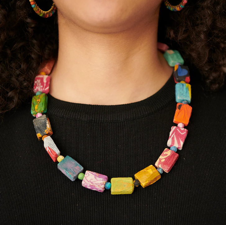 Dotted Block Kantha Necklace
