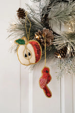 Load image into Gallery viewer, Larissa Plush Cardinal Beaded Fabric Ornament - Embroidered
