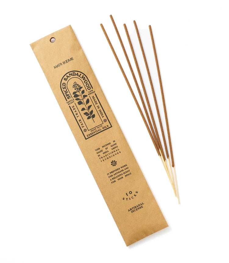 Spiced Sandalwood Incense - 10 Sticks, Low Smoke