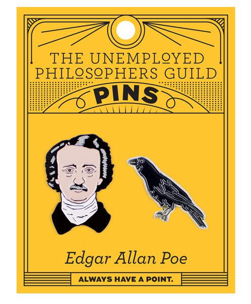 Edgar Allan Poe & Raven Enamel Pin Set.