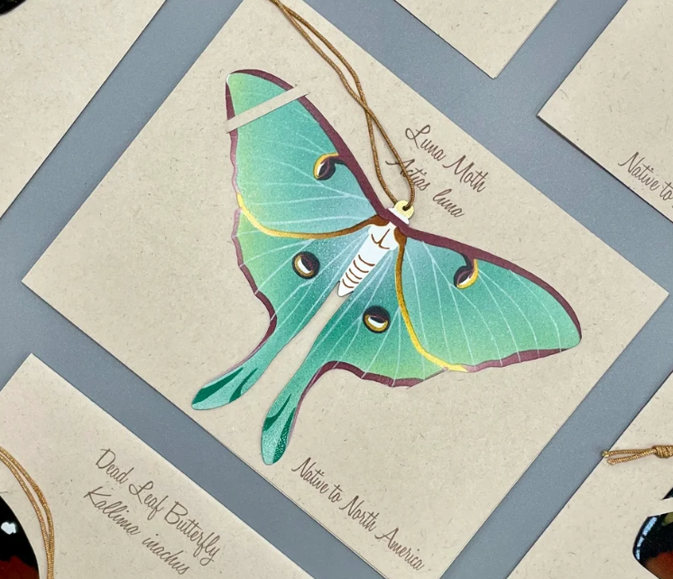 Luna Moth Ornament + Notecard