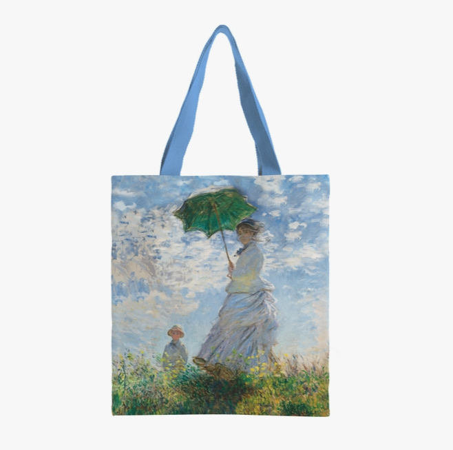 Shoulder Strap Canvas Magazine Tote Bag - Monet Parasol