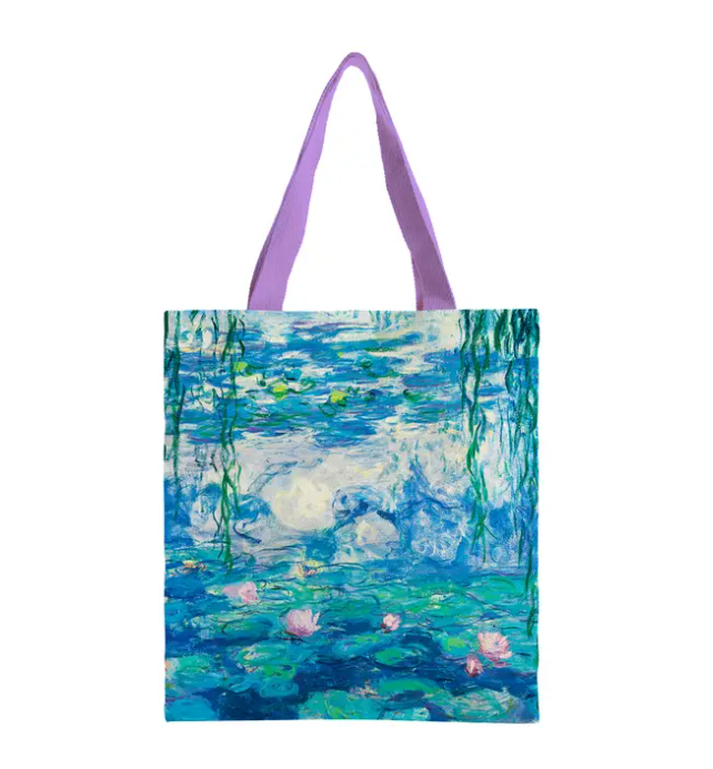 Shoulder Strap Canvas Magazine Tote Bag - Monet Nympheas