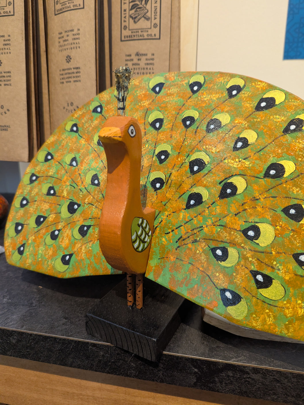 Wooden Peacock Statue